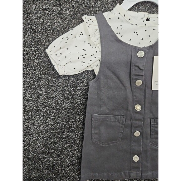 Jessica Simpson Baby Girl Infant 12 Month Dress Shirt Set Gray White New NWT - Picture 9 of 10